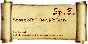 Szaszkó Benjámin névjegykártya