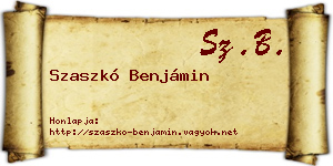 Szaszkó Benjámin névjegykártya